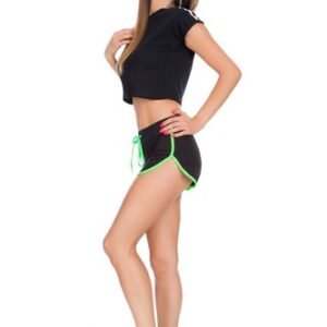 Womens Sport Summer Shorts Neon Edge and Drawstring Gym Yoga Fitness Pants FZ142