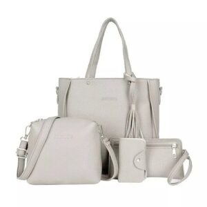 PU Leather Women Tote Shoulder Cross Body Handbag with Hand Wallet 4PCS Pack