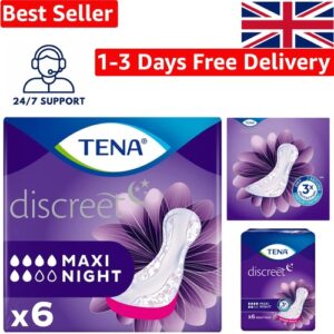 Maxi Night Pads by Tena Lady – 18 Count for Ultimate Comfort & Odour Control