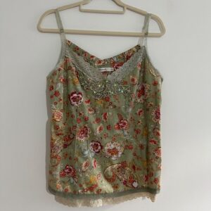 Sandwich Womens Designer Strappy Cami Top Size Euro 42 Green Pink Floral Summer