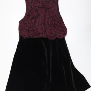 NEXT Womens Black Polyester A-Line Size 14 Mock Neck Zip
