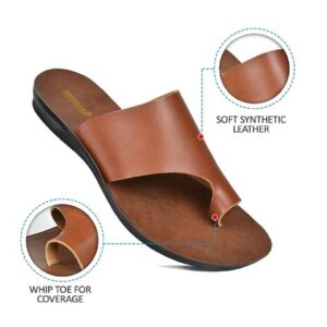 Aerosoft LS4830 Ladies Toe Loop Orthopedic Comfortable Flats Mule Sandals Brow