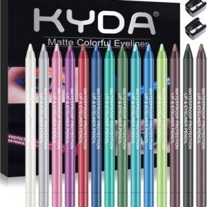 Ownest 14 Colors Eye Shadows Eyeliner Pen Set, Metallic Eyeliner Pencil Glitter