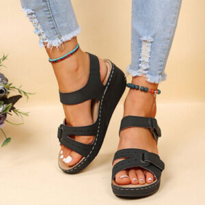 Womens Ladies Casual Orthopedic Wedge Summer Sandals Walking Slingback Shoes UK
