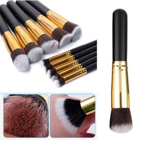 MAKEUP BRUSHES | Glamza 10pc Black & Gold Professional Makeup Brushes Sets Face