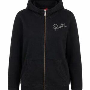 PUMA Womens Full Zip Hoodie Size 8 Black Long Sleeve Casual Hooded Logo