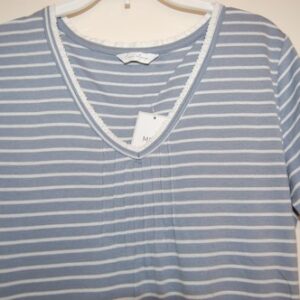 M&S Nightdress Short Sleeved Full Length Blue & White Striped UK 6 EUR 34 BNWT