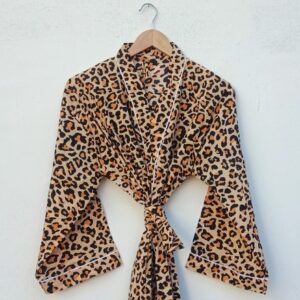 Indian Cotton Tiger Skin Print Kimono Night Maxi Gown Kimonos Dress Kimono Robes