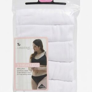 Ladies TU 5 Pack White High Leg Briefs Plus Size Knickers Cotton Rich Stretch