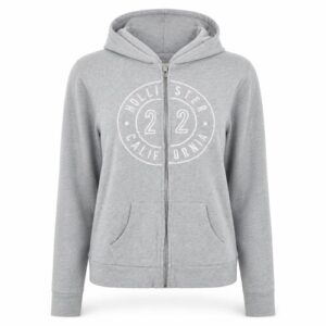 Holliser Womens Full Zip Hoodie Size M Grey Long Sleeve