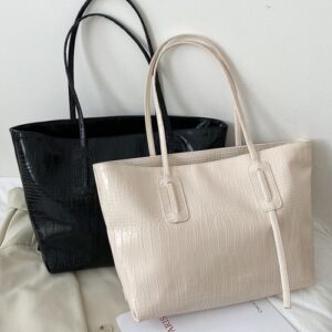 Retro Style Women Tote Bag Large Capacity PU Leather Handbag for Daily Use