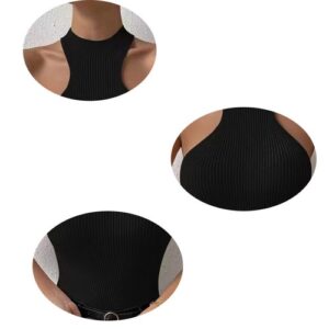 Ribbed Knit Sleeveless Halter Top for Women Suitable for Beach and Yoga
