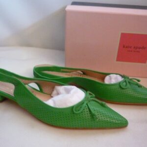 KATE SPADE Veronica Flats Leather Green Uk 4 Eur 37 New US 6.5 Boxed K7072