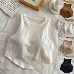 Womens Flexible Vest 95% Nylon 5% Spandex Round Neck Sleeveless Yoga Bra Top