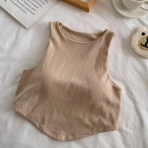 Womens Flexible Vest 95% Nylon 5% Spandex Round Neck Sleeveless Yoga Bra Top
