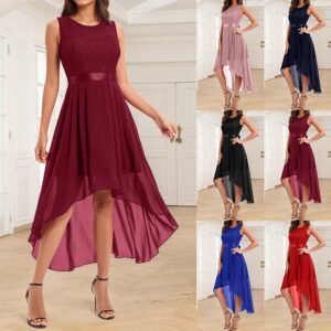 Women Lace Chiffon Evening Ball Gown Prom Cocktail Party Sexy Midi Dress S-3XL