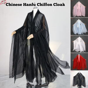 Hanfu Floral Chiffon Cloak Cardigan Wide Sleeved Coat Chinese Dance Costumes