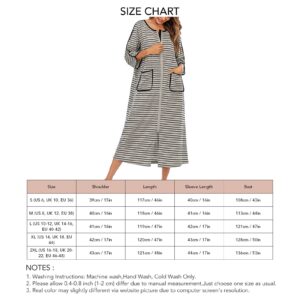 Striped Sleepwear Nightdress Comfortable Home Dress Grey XXL