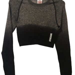 WOMENS GYMSHARK Black Ombre Crop Top & Leggings Two-Piece Gym Set Size XS
