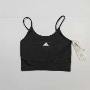 Adidas Womens Sports Bra Black XS 4-6 UK AeroKnit Activewear Crop Top
