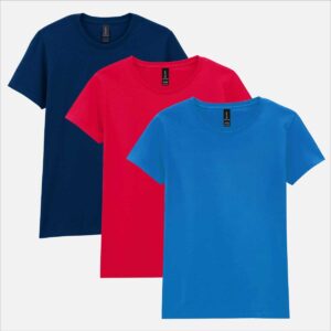 Womens Heavy Cotton T-Shirt 3-Pack Gildan Plain Top Gym Workout