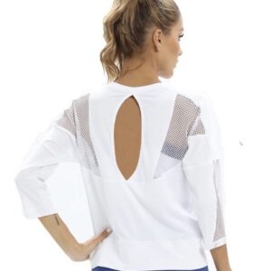 Dmwhsy Open Back 3/4 Sleeve SPORTS Gym Yoga Training TOP White XL New