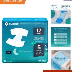 Extra Soft Overnight Diapers for Adults – 12 Latex-Free, Odor-Controlled Nappies