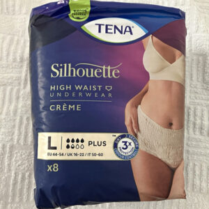 TENA Silhouette High Waist Incontinence Pants Plus L Cream / Black Disposable x8