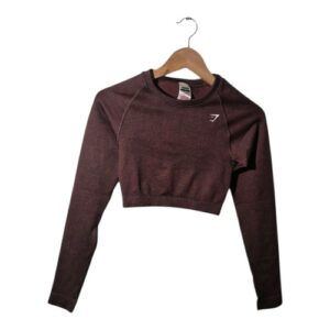 Gymshark Crop Top Maroon Gym Training Size S Small Womens Stretch Activewear