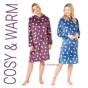 Ladies Nightdress Nighties Nightshirt Long sleeve Nightshirts fleece  hooded