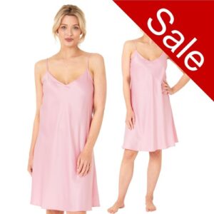Cherry Blossom Pink Sexy Mat Satin Chemise Nightie Short Slip Size 12 14