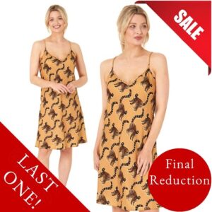 Tribal Animal Print Sexy Satin Chemise Nightie Negligee Short Slip Size 20 22