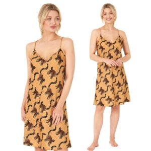 Tribal Animal Print Sexy Satin Chemise Nightie Negligee Short Slip Size 20 22