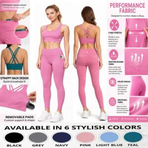 Ladies Gym Sets Women 2 Piece Workout Exercise Running Yoga Legging Bra Top Set