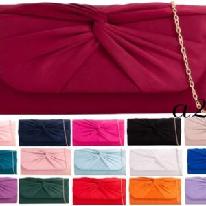 Women’s Pleated Suede Clutch Bag Chain Bridal Wedding Party Prom Evening Handbag
