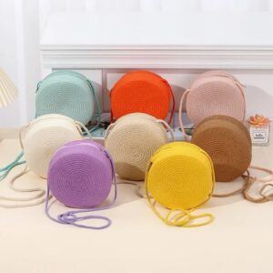 Women Round Straw Bag Woven Beach Shoulder Crossbody Handbag Rattan UK