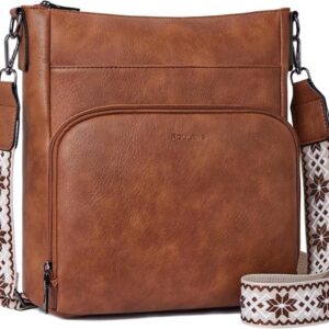Roulens Crossbody Bags for Women,Soft Vegan Leather Medium Shoulder Handbags Tr