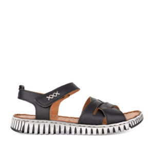 Grüner Schuhe Munich Women’s Black Leather Open-Toe Sandals GRU6030-26116BLK