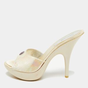 Roberto Cavalli Size 39 Multicolor Sequins Slide Sandals