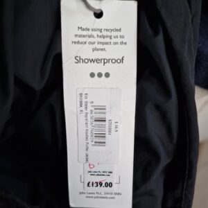 John Lewis – Kin showerproof Puffer Jacket with Hood, Black,  XL (inside defect)