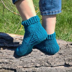 Blue Quarter Socks with Fancy Heel