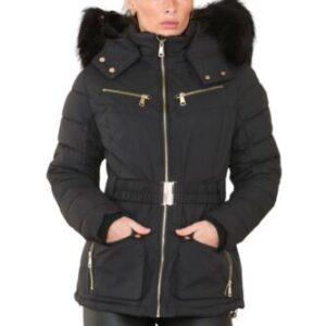 Women Water Resistant Oversized Faux Down Padded Hood Maxi Duvet Puffer Coat