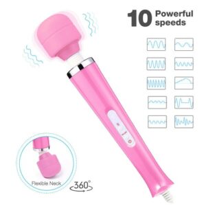 20 Speed Magic Massager Wand Full Body Pain Powerful Waterproof 10 Vibration Mod