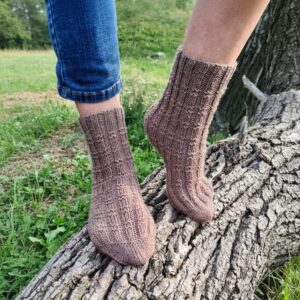 Brown Wool Textured Quarter Socks