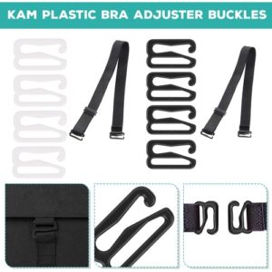 13B Bra Strap Adjuster Rings Hooks Slides Plastic Black White 10/20/30/50/100pcs
