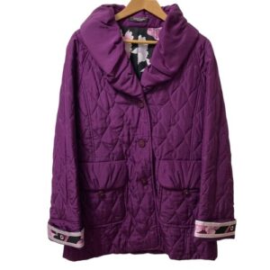 LEONARD FASHION Padded Silk Floral Print Jacket Coat, Size 38, Purple Women USED
