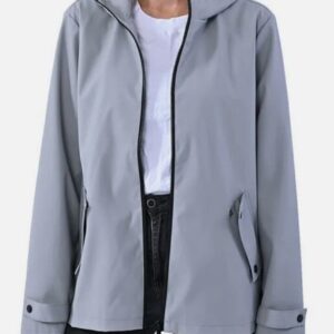 LA MAREY Hoodie Jacket with Pockets Hooded Loose Fit Soft Material (Size S) Grey