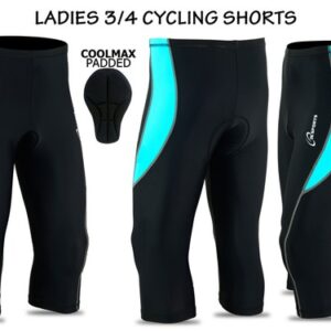Women Cycling Tights 3/4 Shorts Padded Ladies Leggings Anti Bac Coolmax Pad 3S