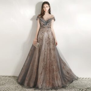 Gorgeous Off Shoulder Bowknot Flowers Long Gown Banquet Party Evening Dresses