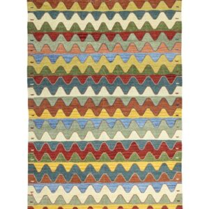 Contemporary Turkish Kilim – Multicolor Wool Flatweave Handmade – 3.9×5.7 ft Rug